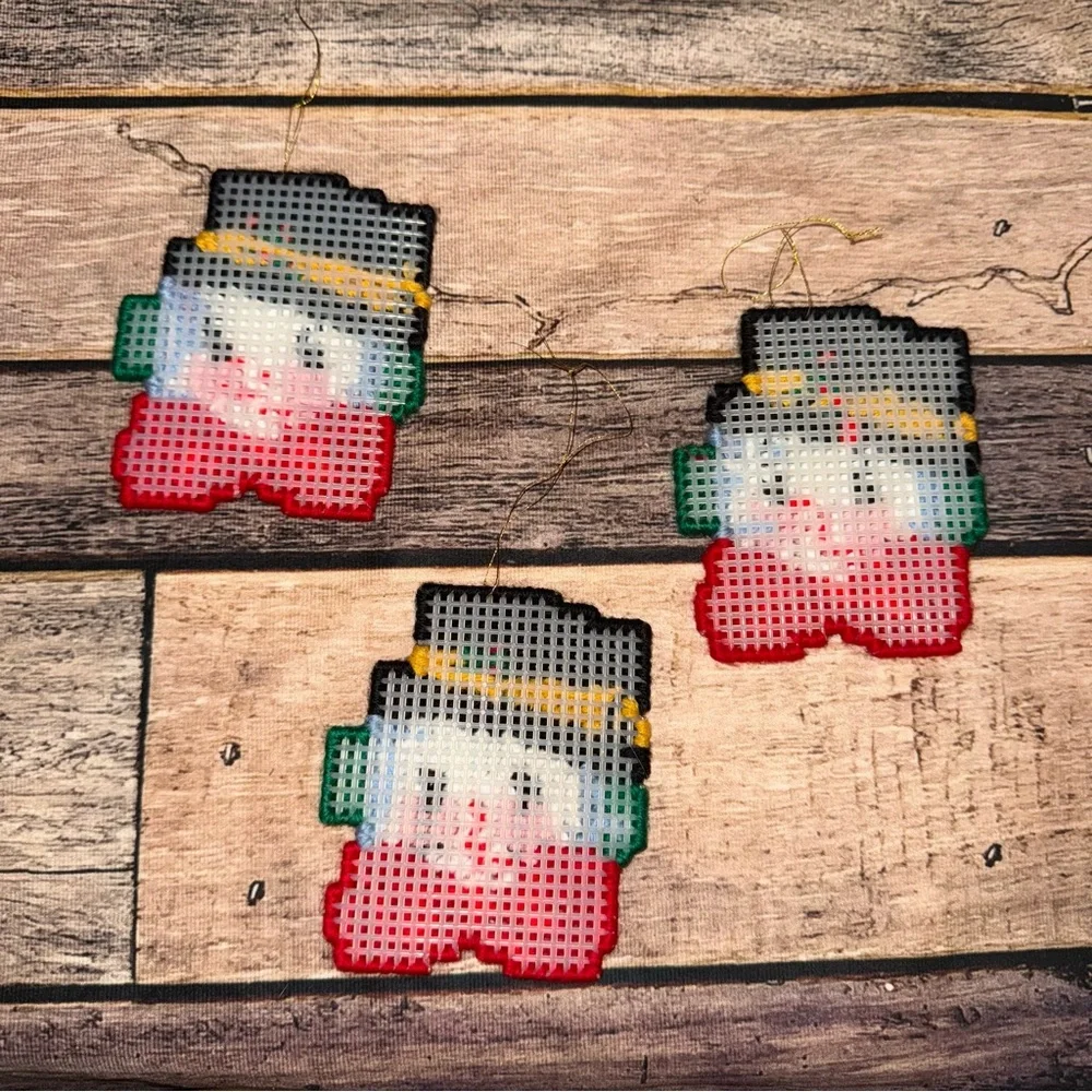 Vintage Handmade Snowman Ornaments Set of 3